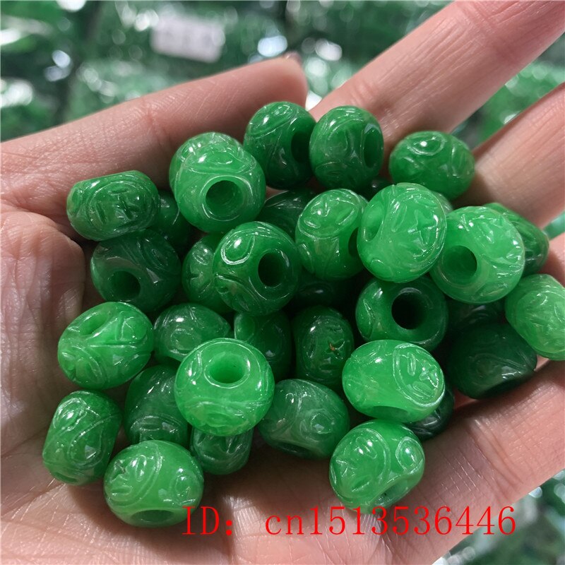 Natural A Green Jade Carved beads DIY Bracelet Bangle