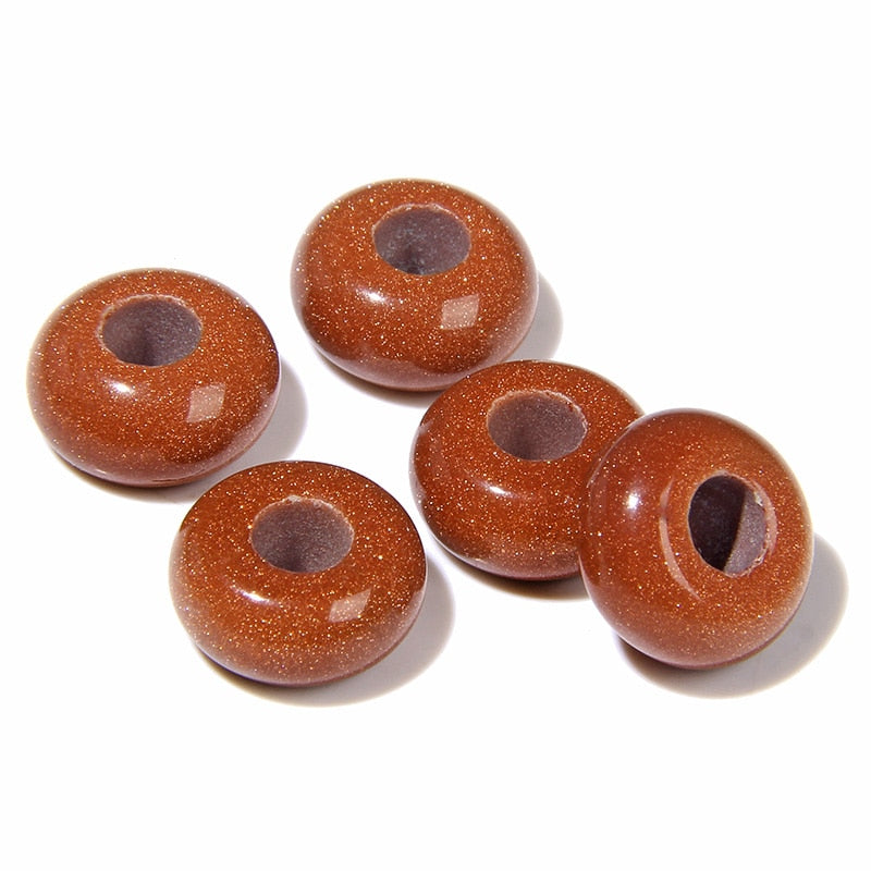 Wholesale Big Hole Bead Pendant Natural Round Jades