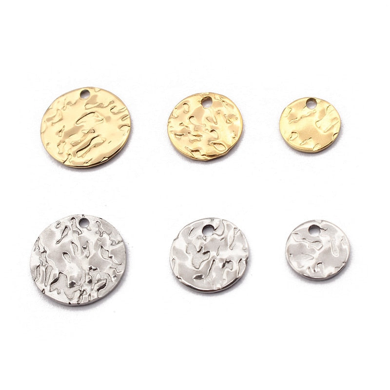 Round Hammered Charms Earrings Pendant For Earrings