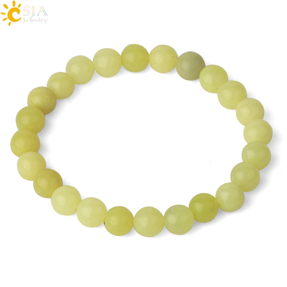 Natural Stones Strand Bracelets Single Color