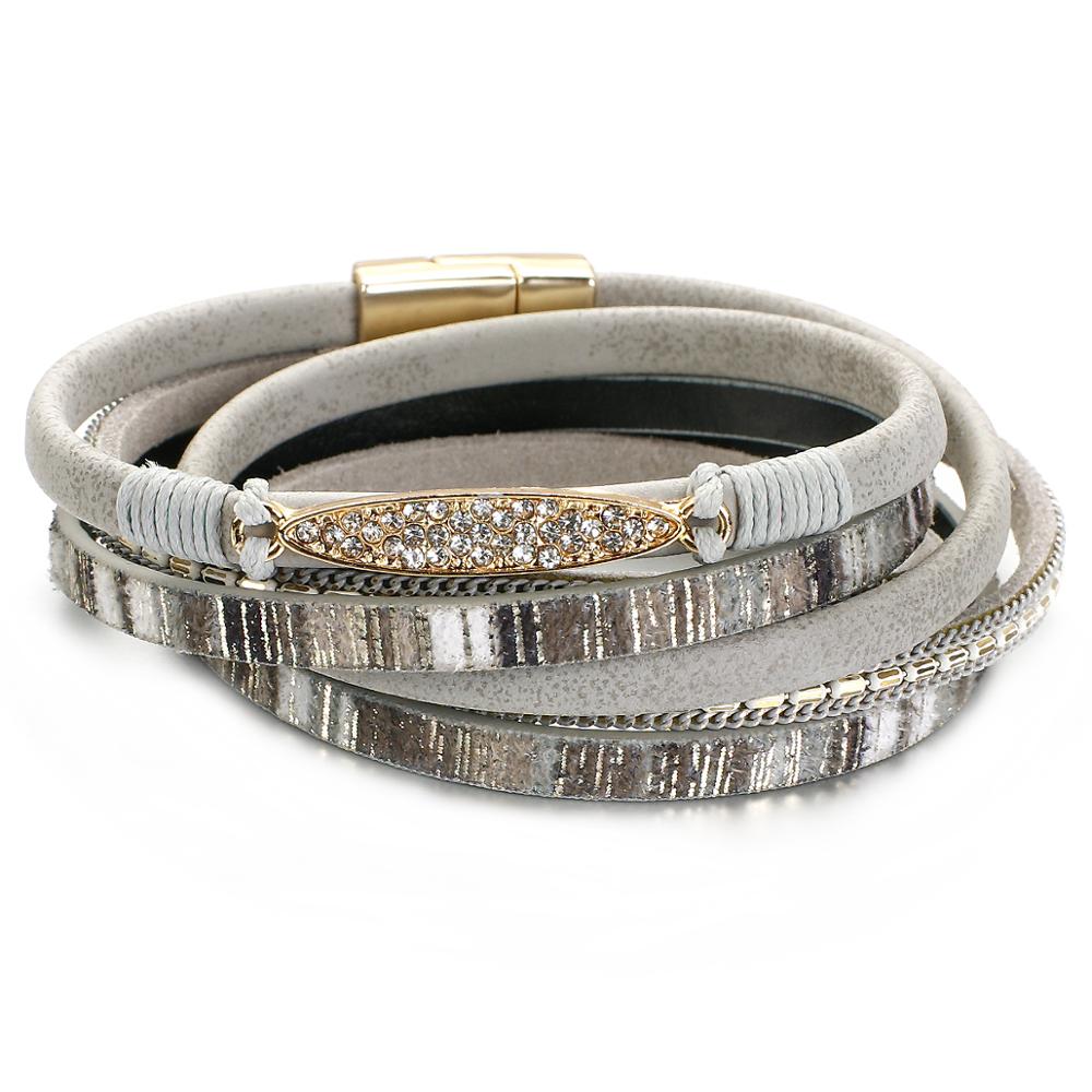 Simple Stripe Leather Bracelet for Women Bohemian