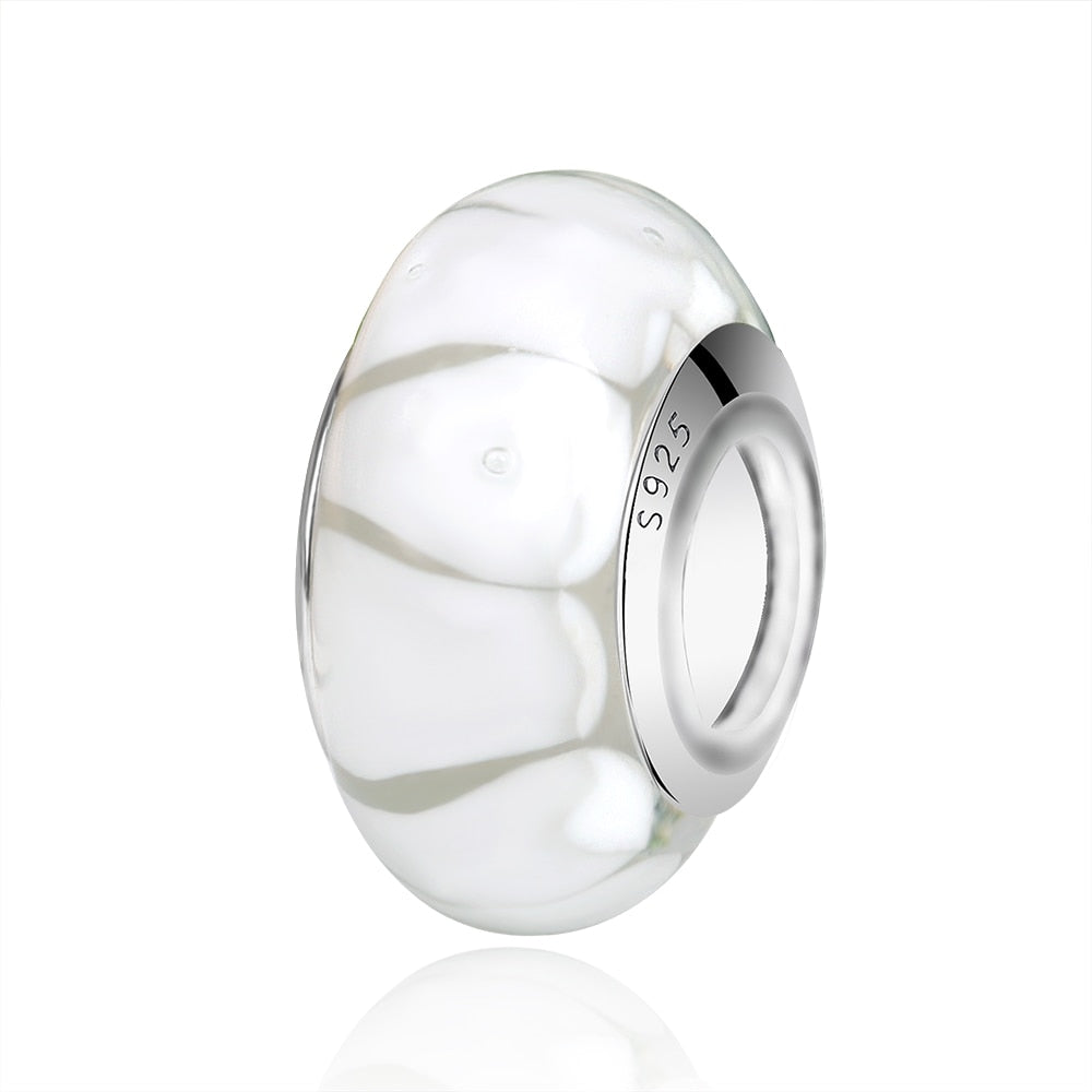 Sterling Silver Glass Bead Wood Stone Murano Flower