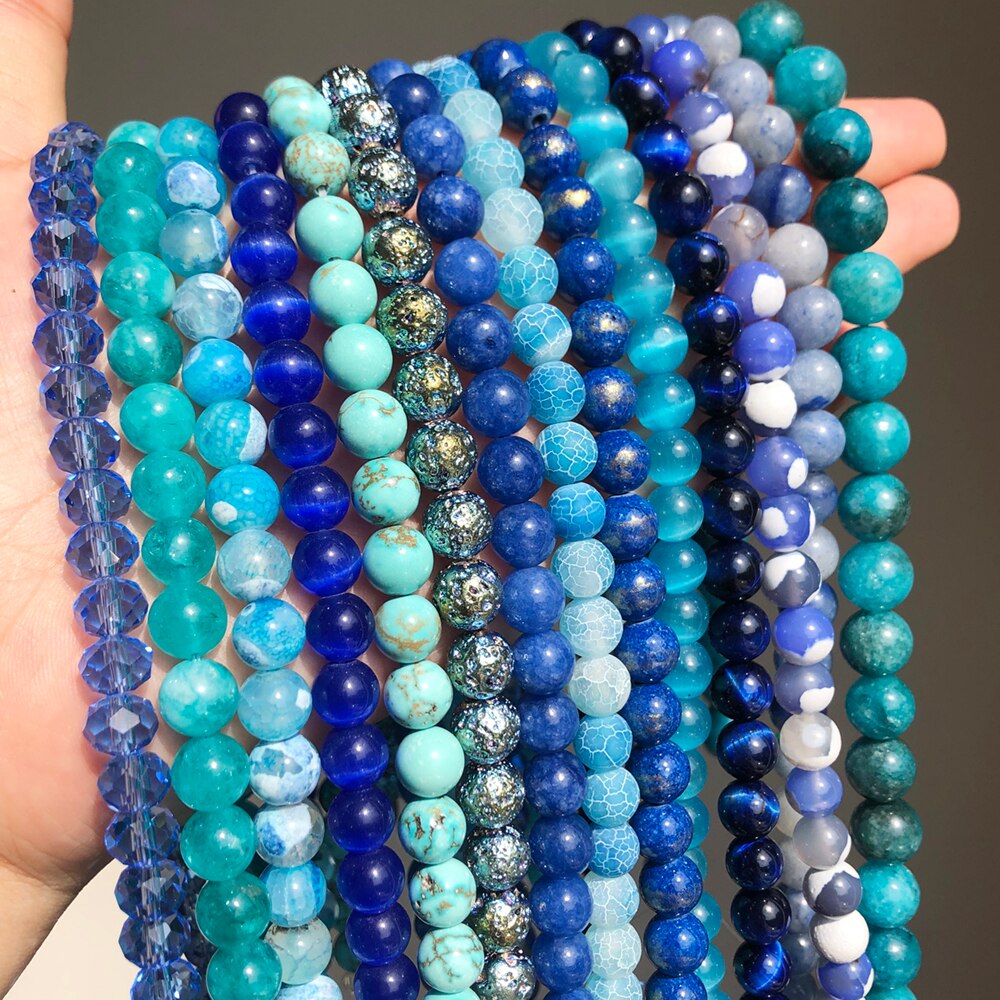 Blue Style Natural Stone Turquoises Agates Jades Lapis