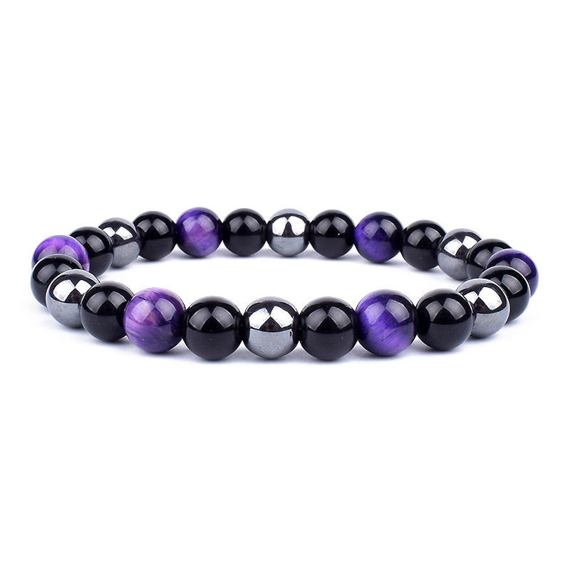 Men Bracelets 10mm Natural Stone Black Onyx