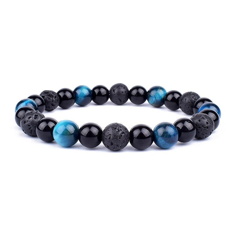 Men Bracelets 10mm Natural Stone Black Onyx