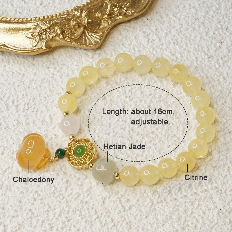 Pumpkin Vintage Natural Hetian Jade/Citrine/Chalcedony Beads