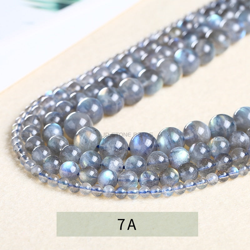 Grey Labradorite Blue Light Round Loose Beads