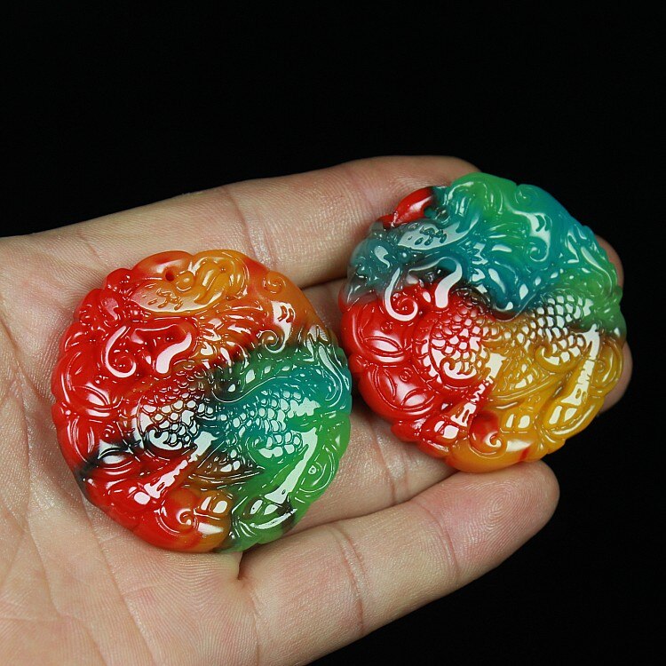 Chinese Natural Colour Jade Kirin Pendant Necklace