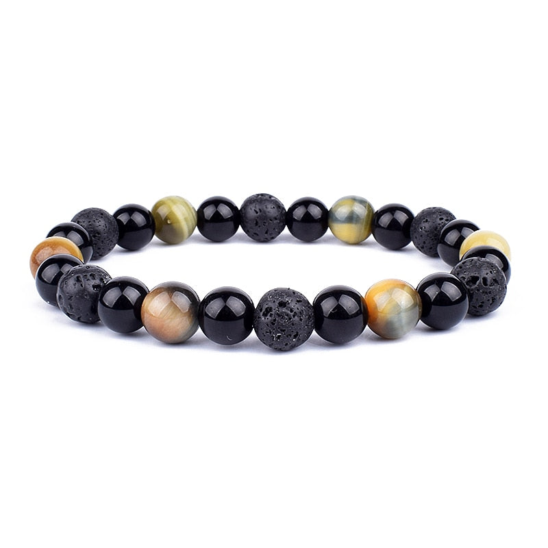 Men Bracelets 10mm Natural Stone Black Onyx