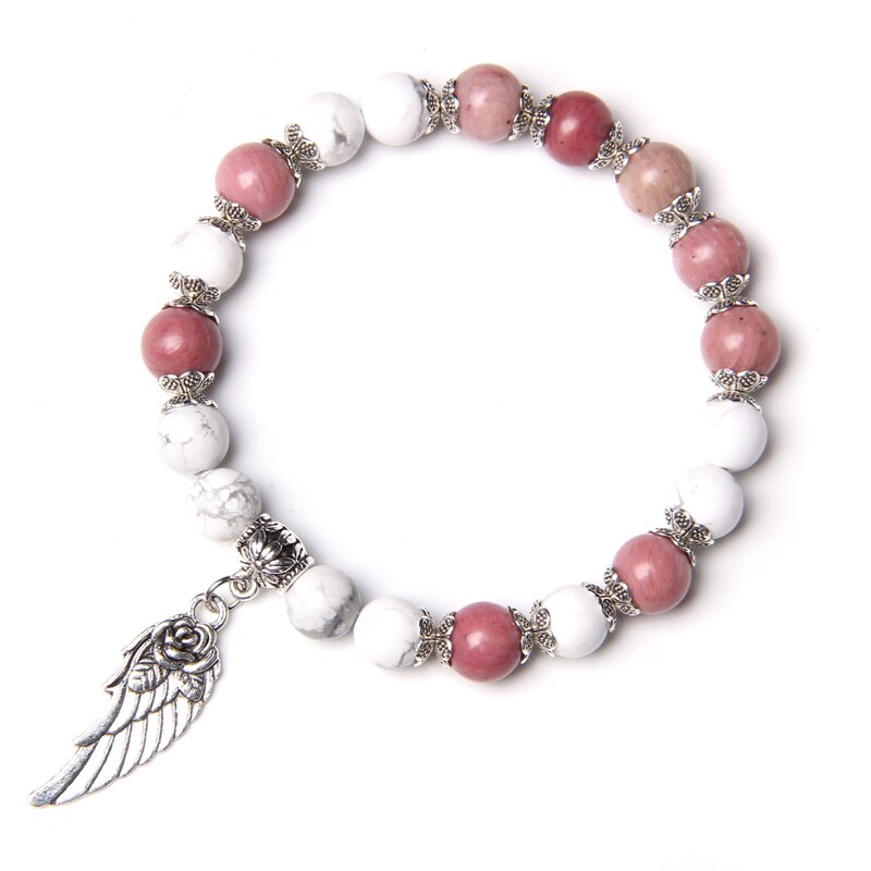 Handmade Rose Angel Wing Bracelet Natural Pink