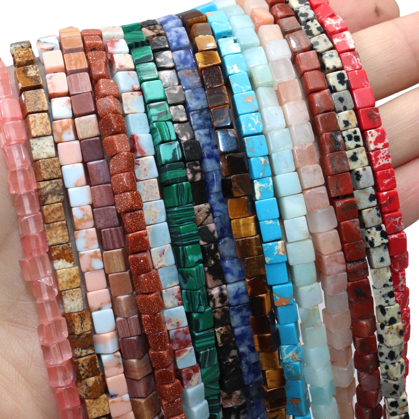 Square Pink Crystal Quartz Agates Jades