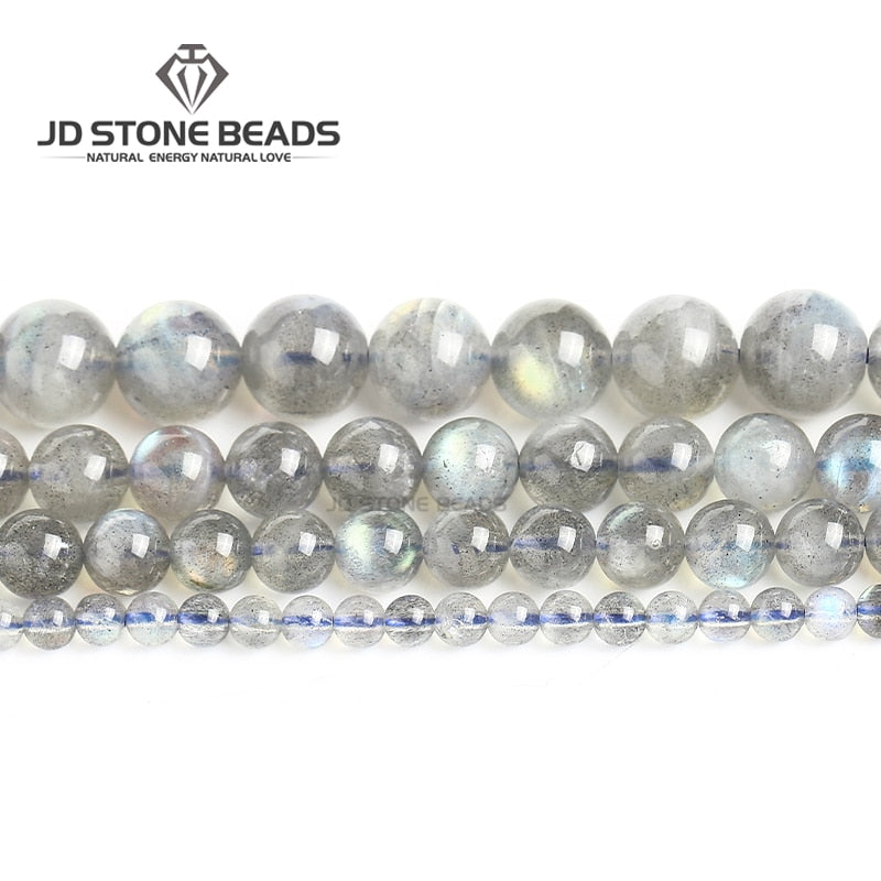 Grey Labradorite Blue Light Round Loose Beads