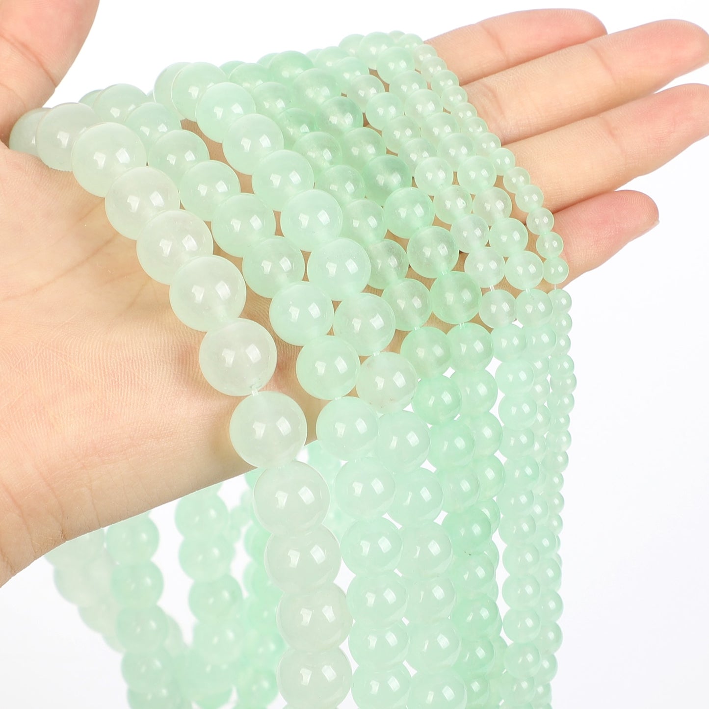 Jadee Green Chalcedony Charm Round Loose Beads