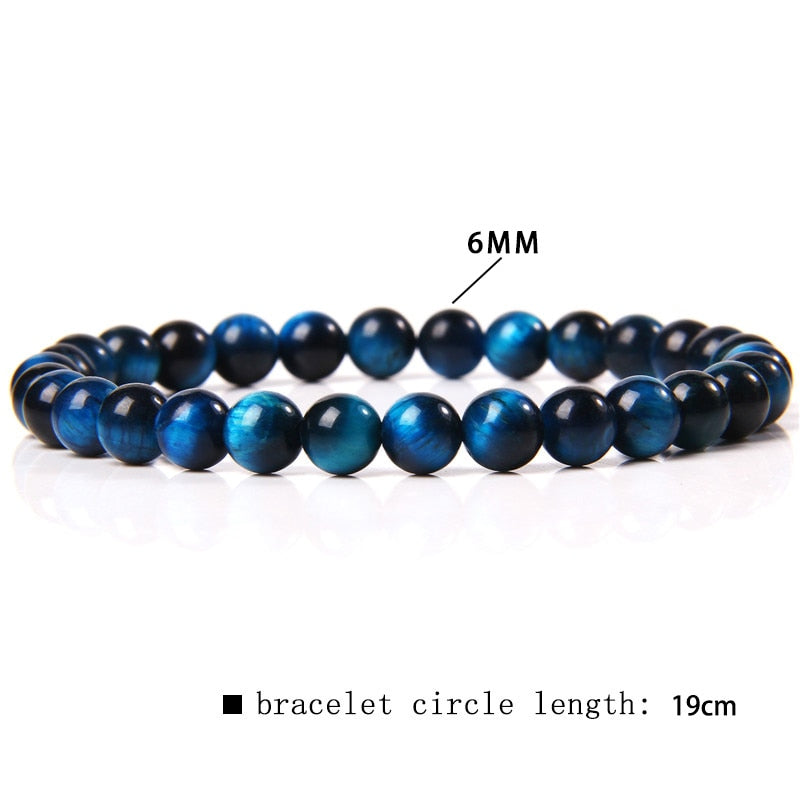 Natural Stone Blue 6MM Beads Bracelets For Women