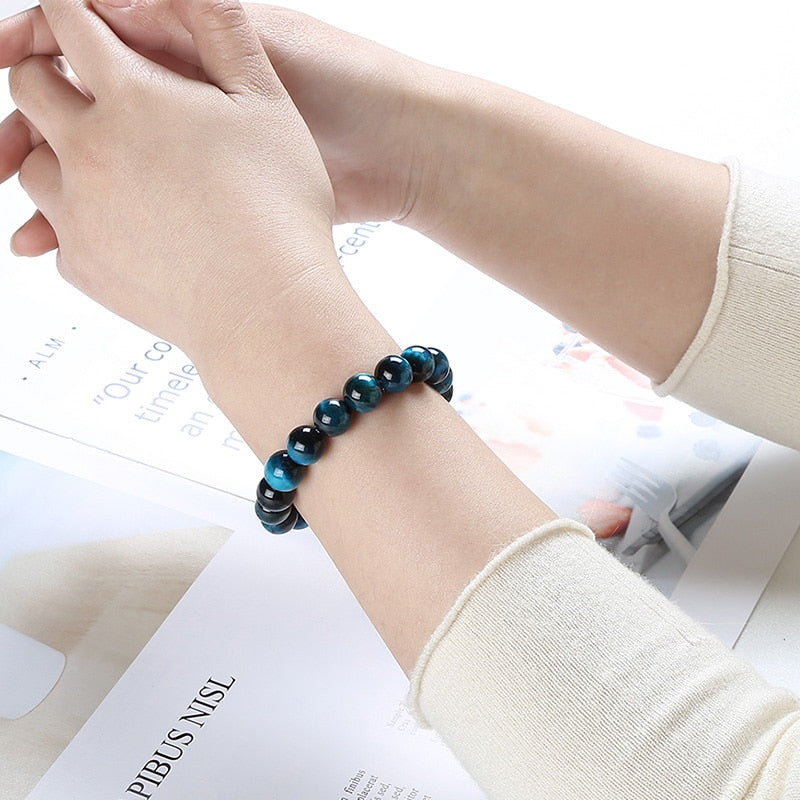 JD High Quality Blue Tiger Eye Buddha Bracelets