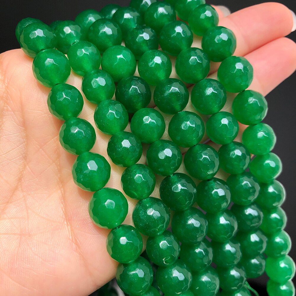 Natural Faceted Dark Green Chalcedony Jades Stone