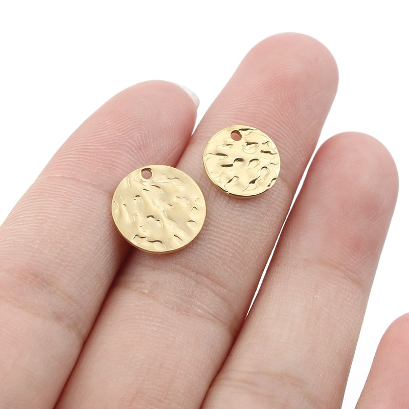 Round Hammered Charms Earrings Pendant For Earrings