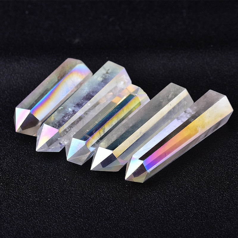Natural Aura Clear Quartz Crystal Point Wand Healing