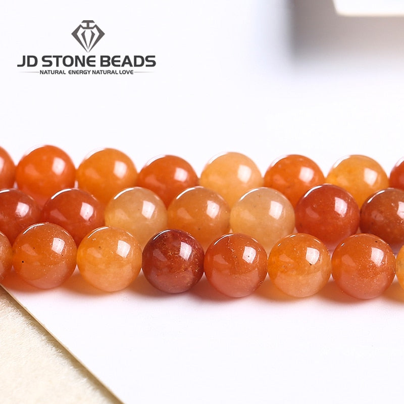 Natural Red Aventurine Jade Stone Beads Round Beads