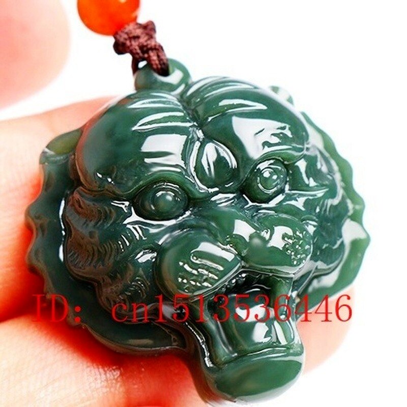 Natural Tiger Head Hetian Jade Pendant Necklace