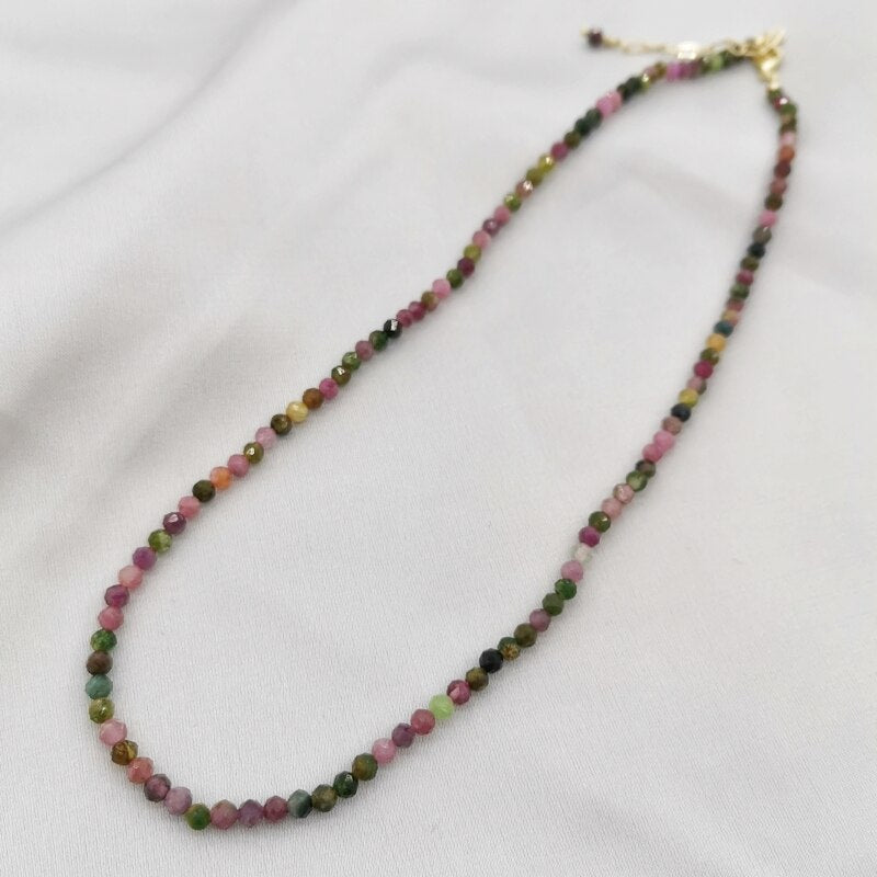 Faceted Tourmaline Necklace Rainbow Multicolor