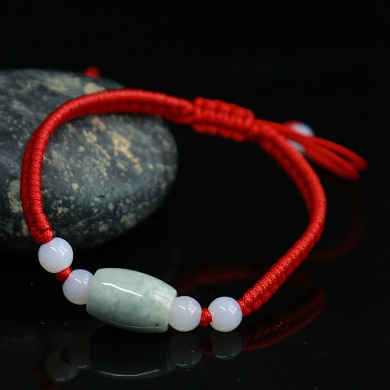 Geometric Natural Jade Red Rope Braid Bracelets
