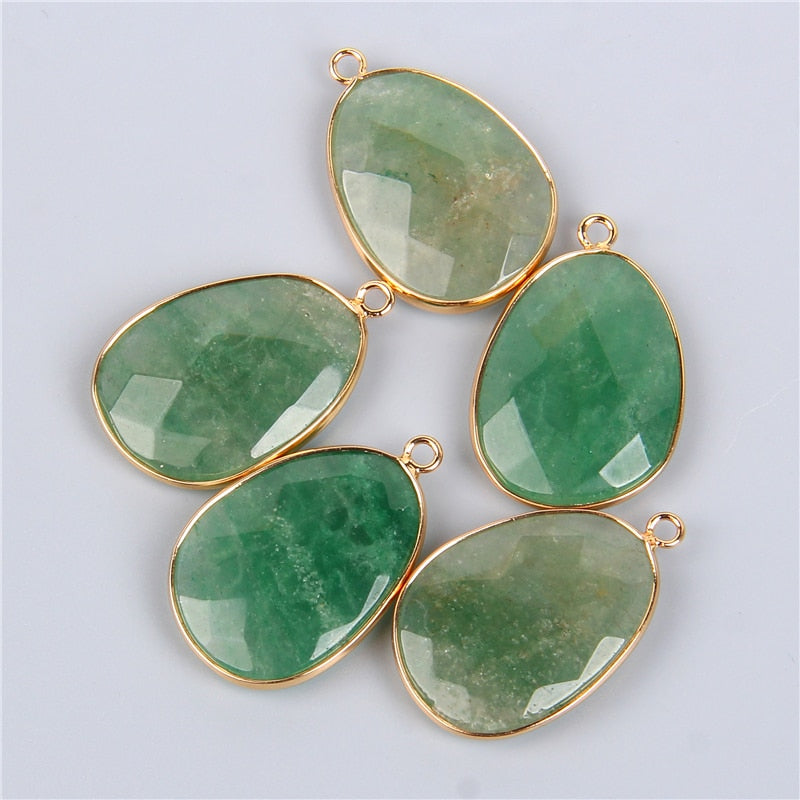 Double Sided Faceted Natural Stone Slice Charm