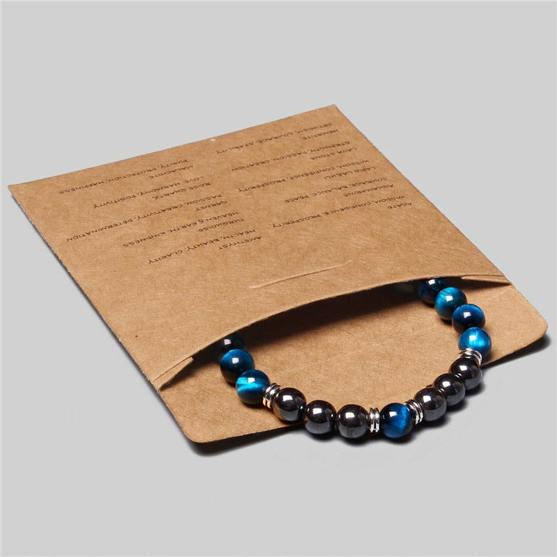 Men Bracelet Natural Hematite Tiger Eye Bead