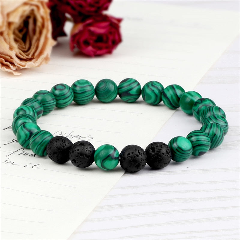 Couples Beaded Bracelet 8mm Natural Black Lava