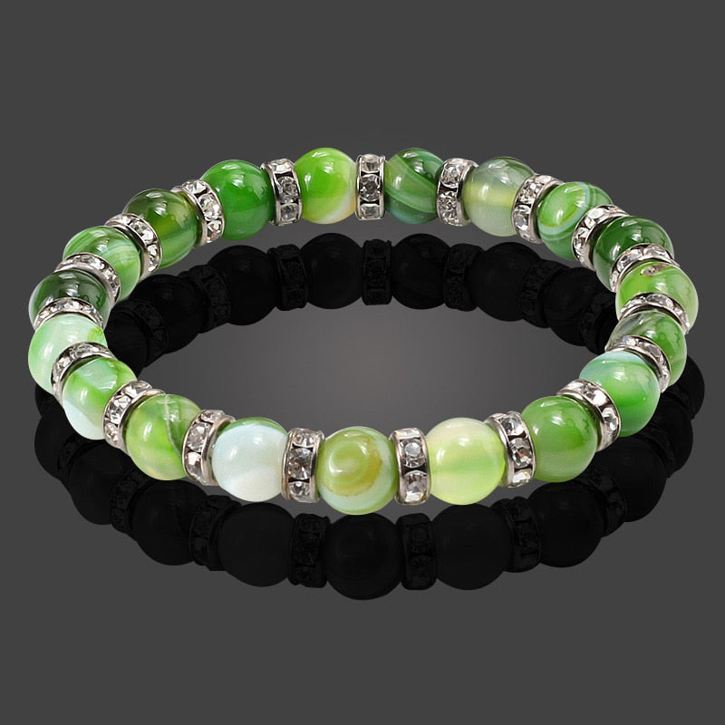 Round Beads Bracelets Bangles Women Crystal