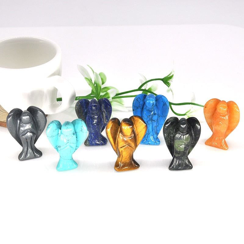 Lucky Angel Figurine Natural Stone And Crystals