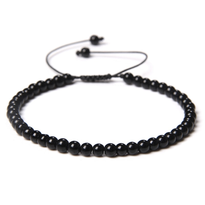 Adjustable 4MM Stone Beads Bracelet For Women