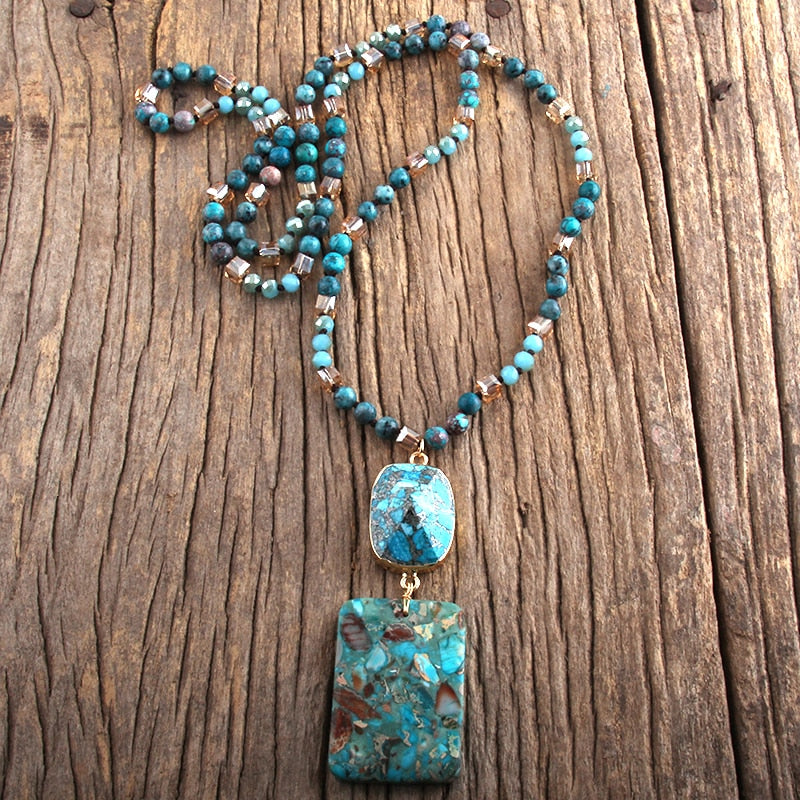 Bohemian Jewelry Natural Stones Crystal Stone Knotted