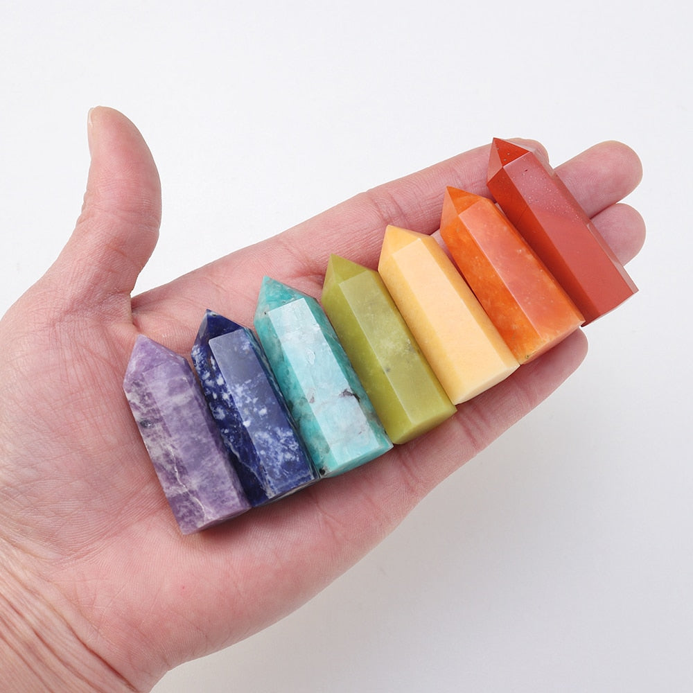 Natural Stone Chakras Rose Quartz Wand Yoga Balances
