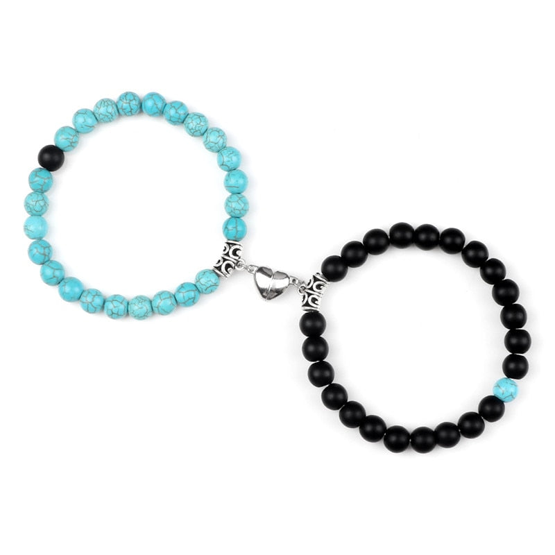 Beads Bracelet For Lovers Natural Stone Distance Heart