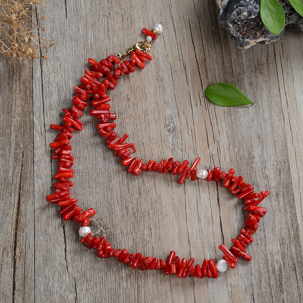 Natural gemstone irregular red coral chip stone