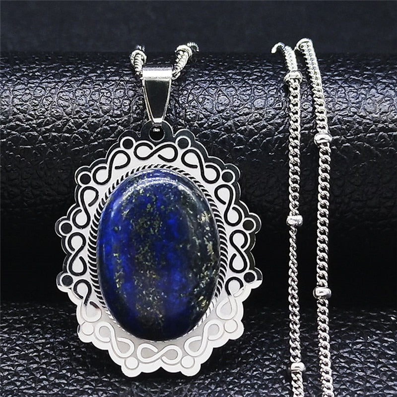 Natural Stone Lapis Lazuli Big Long Bohemia Charm