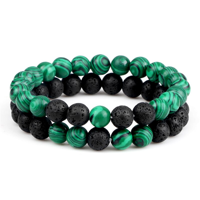 Couples Beaded Bracelet 8mm Natural Black Lava