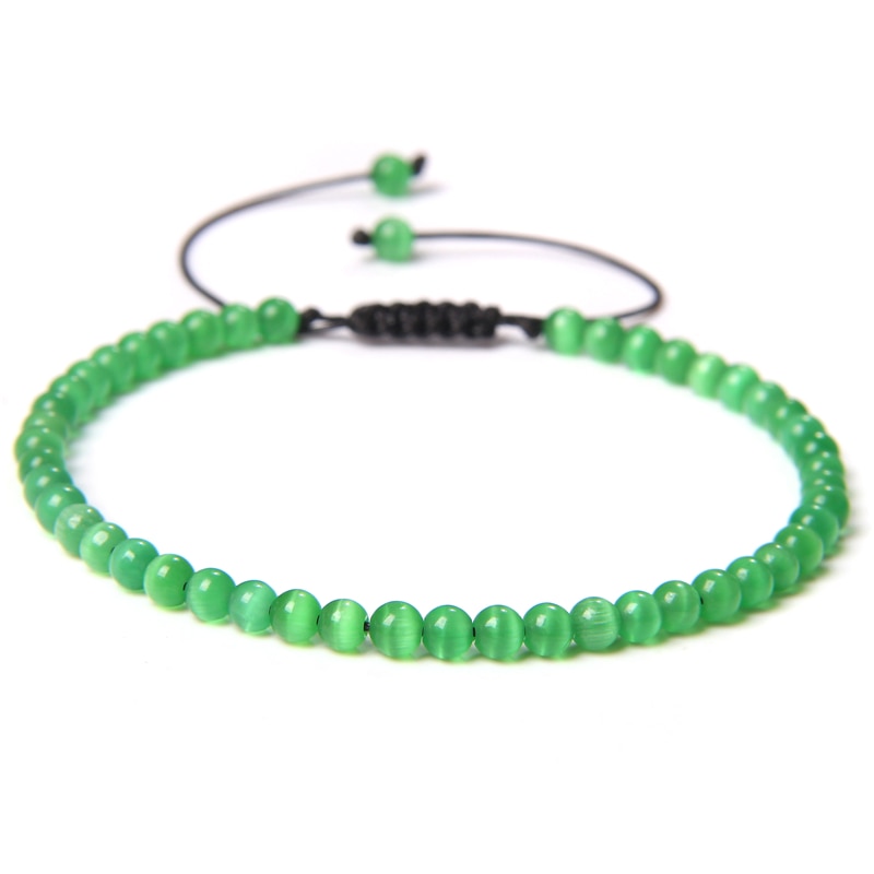 Adjustable 4MM Stone Beads Bracelet For Women