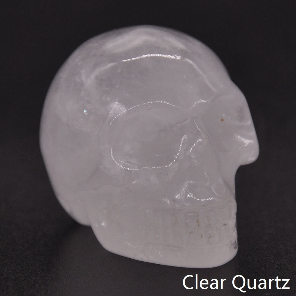 Skull Statue Natural Amethyst Black Obsidian Stone