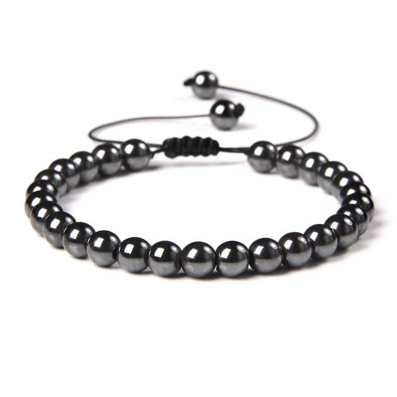 Men Bracelets Adjustable 6 mm Natural Green Jade
