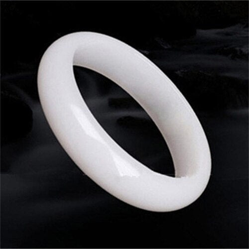Genuine Natural White Jade Bangle Bracelet