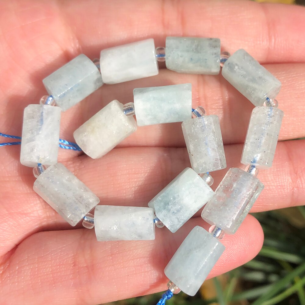 Aquamarines Jades Stone Cylinder Loose Beads