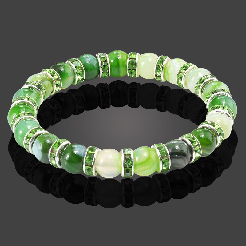 Round Beads Bracelets Bangles Women Crystal