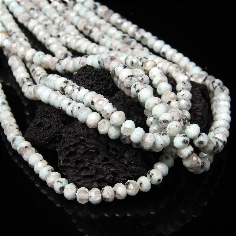 Green Jades Stone Beads Rondelle Flat Loose