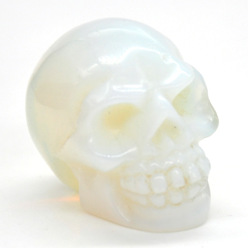 Skull Statue Natural Amethyst Black Obsidian Stone