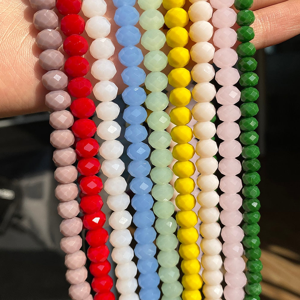 Multicolor Czech Glass Jades Beads Faceted