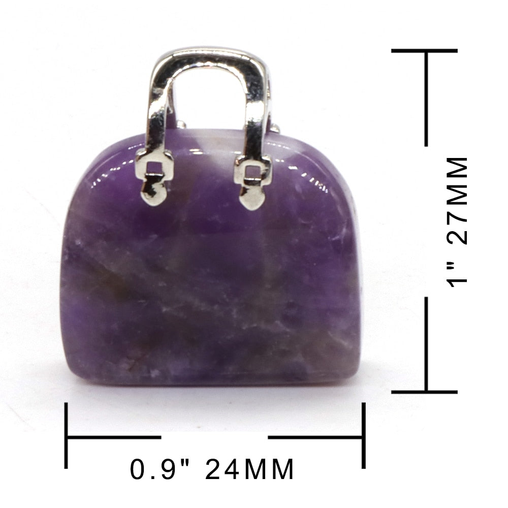 Women Bag Shaped Natural Healing Crystal Amethyst