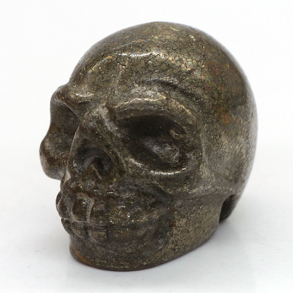 Skull Statue Natural Amethyst Black Obsidian Stone