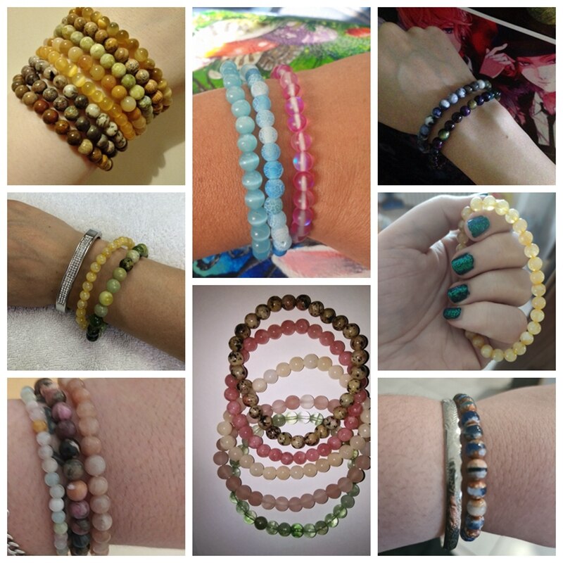 Natural Stone Blue 6MM Beads Bracelets For Women